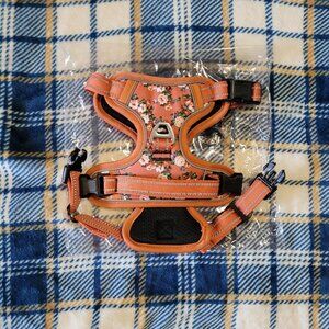 Floral Orange Dog Harness Size Small